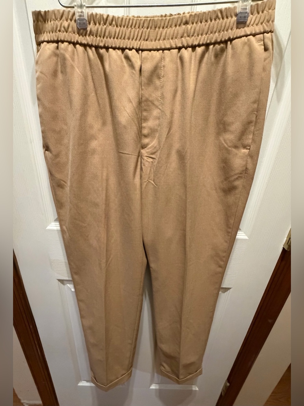 H&M Men's Khaki Elastic-Waist Dress Pants with Drawstring size S